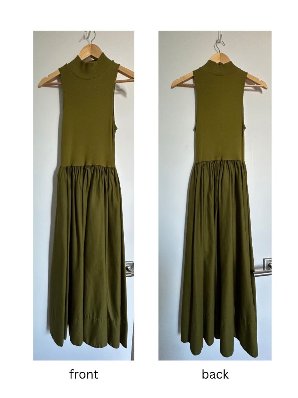 Reformation Sai Olive Green Mock Neck Maxi Dress S